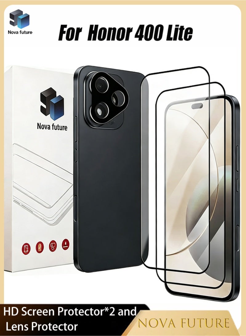 Nova future 2+1Honor 400 Lite Screen Protector Set includes two high-definition screen protectors and one camera protector. [9H Hardness] [Sensitive Touch] [Scratch-resistant] [Bubble-free] - Image 1